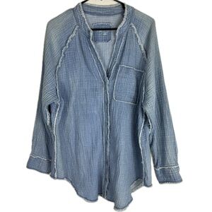 Aerie Pool To Party Cover Up Button Shirt Top